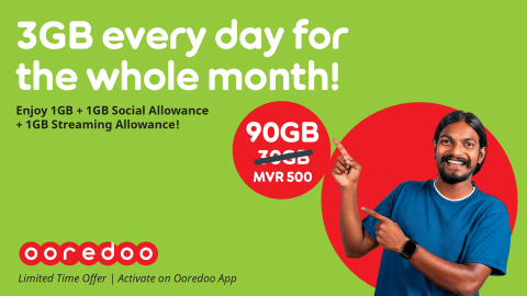 Ooredoo Aachaa Prepaid Custamarunnah 3 guna ithuru Data libey Khaassa Offer eh!