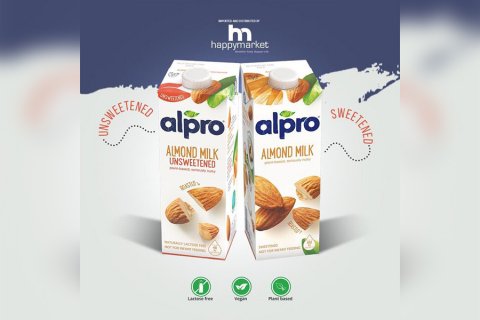 Alpro brand ge almond milk happymarket in libeyne
